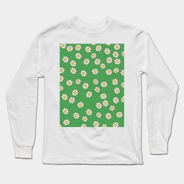 Spring daisy flowers pattern Long Sleeve T-Shirt by nickemporium1